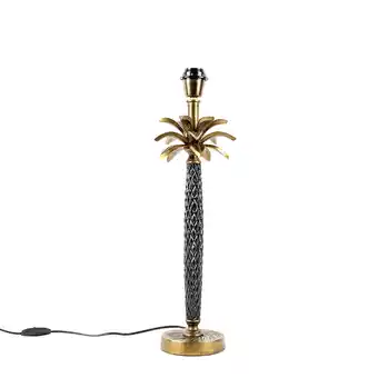 Lampenlicht.nl Art deco tafellamp brons met zwart zonder kap - areka aanbieding