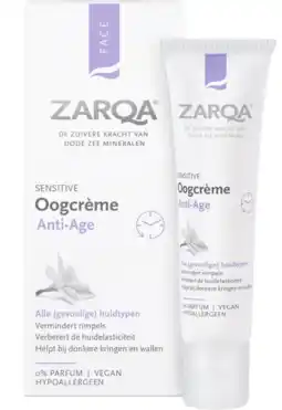 De Online Drogist Zarqa sensitive oogcrème anti-age met dode zee mineralen 15ml aanbieding