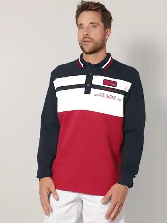 Klingel Sweatshirt met sportieve polokraag roger kent marine/rood aanbieding