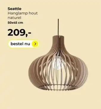 Lampidee Seattle Hanglamp hout naturel 50x45 cm aanbieding