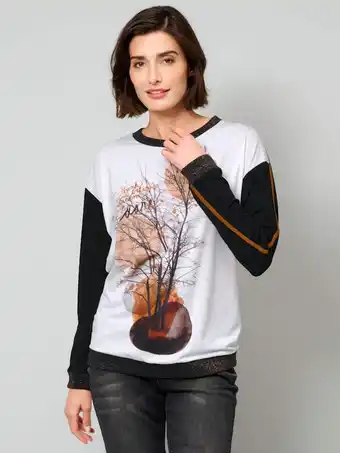 Klingel Shirt met contrastkleurige siernaad mona ecru/bruin/zwart aanbieding