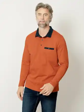 Klingel Poloshirt met trendy contrasterende details roger kent oranje aanbieding