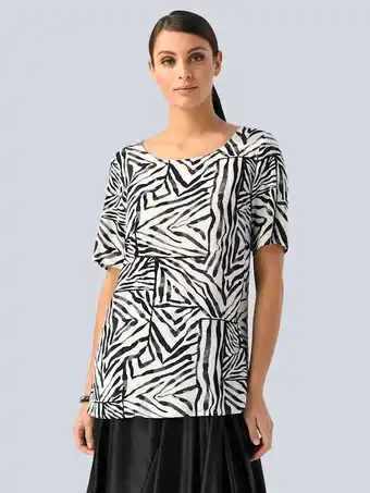 Klingel Blouse met modieuze print rondom alba moda zwart aanbieding