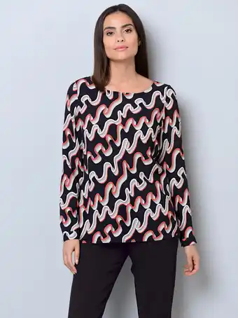 Klingel Blouse met grafische print alba moda zwart/koraal/offwhite aanbieding