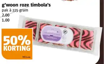 Poiesz g'woon roze timbola's pak à 225 gram aanbieding