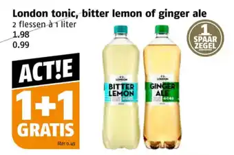 Poiesz London tonic, bitter lemon of ginger ale 2 flessen à 1 liter aanbieding