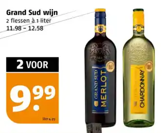 Poiesz Grand Sud wijn 2 flessen à 1 liter aanbieding