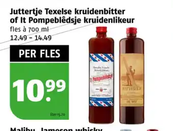 Poiesz Juttertje Texelse kruidenbitter of It Pompeblêdsje kruidenlikeur fles à 700 ml aanbieding