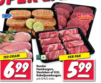 Nettorama Runder Hamburgers, Slavinken of XXL Kabeljauwburgers 8/8/6 stuks aanbieding