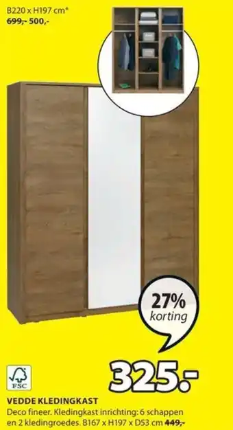 Jysk VEDDE KLEDINGKAST aanbieding