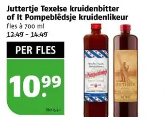 Poiesz Juttertje texelse kruidenbitter of it pompeblêdsje kruidenlikeur aanbieding