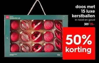 HEMA Doos met 15 luxe kerstballen aanbieding