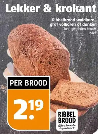 Poiesz Ribbelbrood waldkorn, grof volkoren of donker. aanbieding