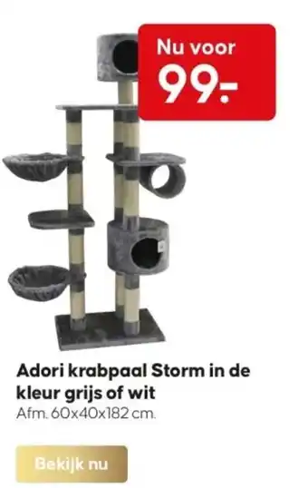 Pets Place Adori krabpaal Storm in de kleur grijs of wit aanbieding