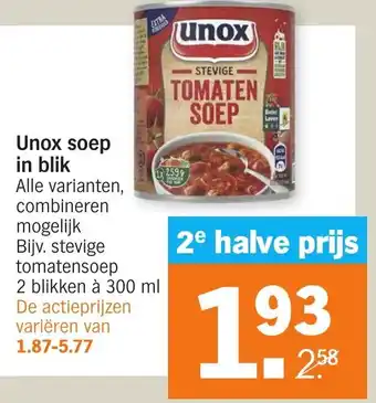 Albert Heijn Unox Soep in blik aanbieding