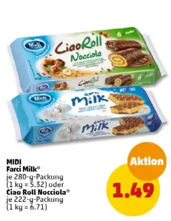 PENNY DE MIDI Farci Milk oder Ciao Roll Nocciola aanbieding