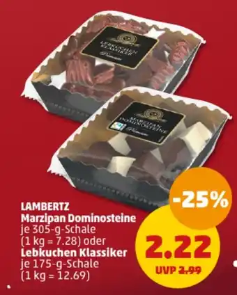 PENNY DE LAMBERTZ Marzipan Dominosteine oder Lebkuchen Klassiker aanbieding