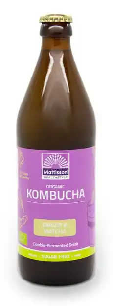 De Online Drogist Mattisson healthstyle kombucha ginger & matcha drink aanbieding