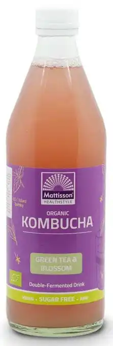 De Online Drogist Mattisson healthstyle kombucha green tea blossom aanbieding