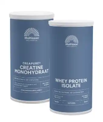 De Online Drogist Mattisson healthstyle - creatine monohydraat poeder en sport wei proteïne poeder aanbieding
