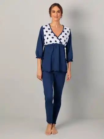 Klingel Pyjama met leuk strikje in de taille harmony marine/wit aanbieding