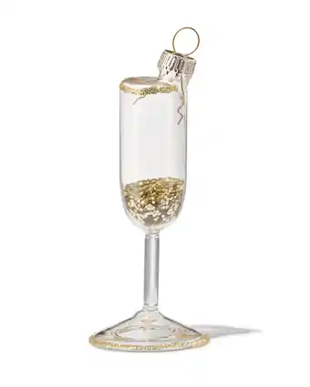 HEMA Hema kerstbal glas champagne 9.5cm (goud) aanbieding