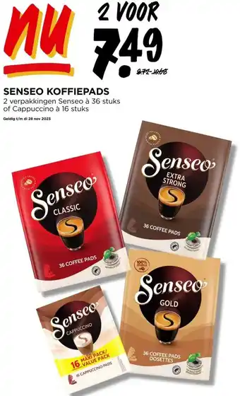 Jumbo Senseo koffiepads 2 verpakkingen senseo à 36 stuks of cappuccino à 16 stuks aanbieding