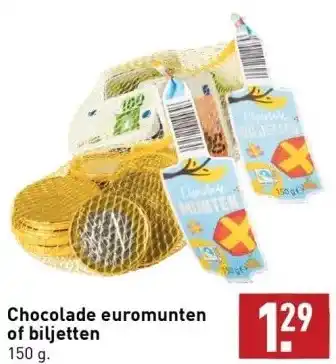 ALDI Chocolade euromunten of biljetten 150g aanbieding
