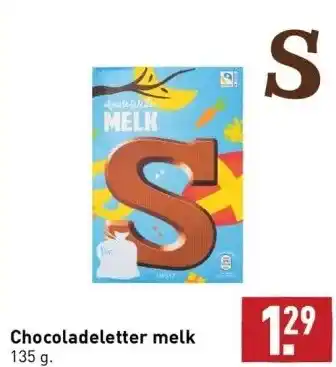 ALDI Chocoladeletter melk 135 g. aanbieding