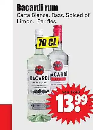 Dirk Bacardi rum 70 CL aanbieding