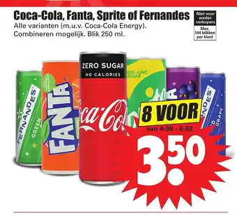 Dirk Coca-cola,Fanta, Sprite of Fernandes 250ml aanbieding