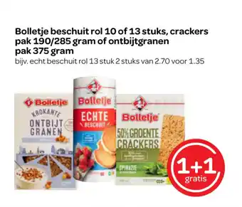 Spar Bolletje beschuit rol 10 of 13 stuks, crackers pak 190/285 gram of ontbijtgranen pak 375 gram aanbieding