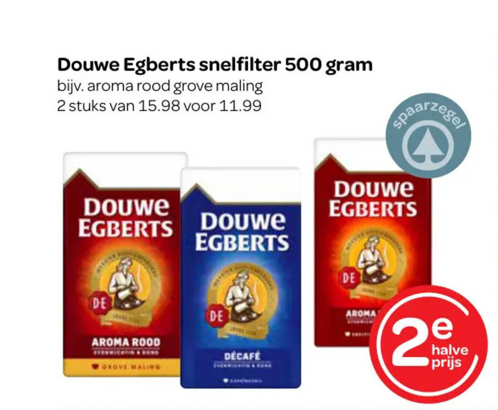 Douwe Egberts snelfilter 500 gram aanbieding bij Spar
