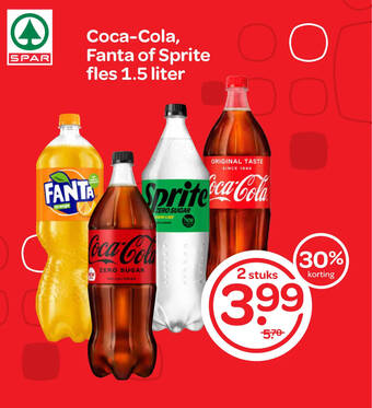 Spar Coca-Cola, Fanta of Sprite fles 1.5 liter aanbieding