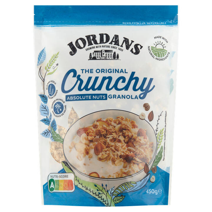 Jordans the original crunchy absolute nuts granola 450g aanbieding bij Jumbo