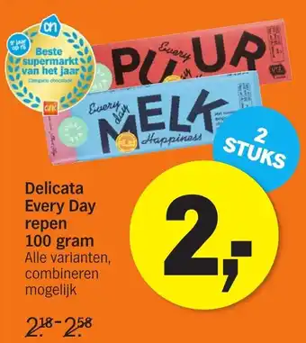 Albert Heijn Delicata Every Day repen 2*100g aanbieding