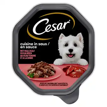 Dekamarkt Cesar classic hondenvoer kalf & kalkoen in saus aanbieding