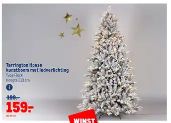 Makro Tarrington House kunstboom met ledverlichting Type Flock Hoogte 213 cm aanbieding