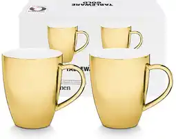 Bol.com Vtwonen xl mokken met oor - goud - porselein - 400ml aanbieding