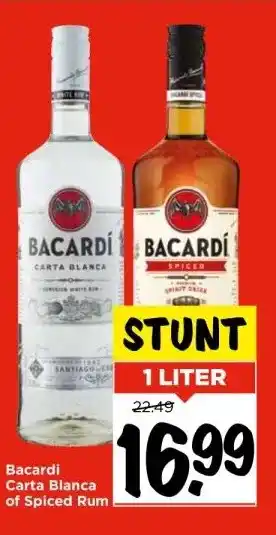 Vomar Voordeelmarkt Bacardi carta blanca of spiced rum aanbieding