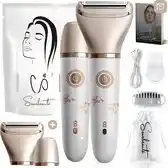 Bol.com 2-in-1 ladyshave + 2 extra scheerkoppen - gezicht - oksels - benen - bikinilijn - scheerapparaat vrouw - elektrisch ontharen aanbieding