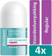 Bol.com Deoleen deodorat roller 50 ml regular 4 stuks voordeelverpakking aanbieding