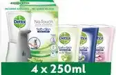 Bol.com Dettol - automatische zeepdispenser no touch & 3x250ml handzeep no touch navulling - aloe vera sheabutter en blue lotus - voo aanbieding