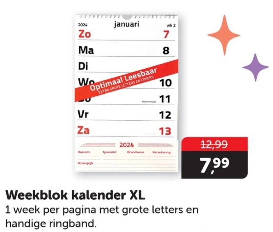 Weekblok kalender XL aanbieding bij Boekenvoordeel