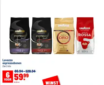 Makro Lavazza espressobonen Zak 1 kilo aanbieding