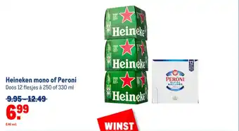 Makro Heineken mono of Peroni aanbieding