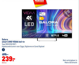 Makro Salora smart UHD VIDAA led-tv aanbieding