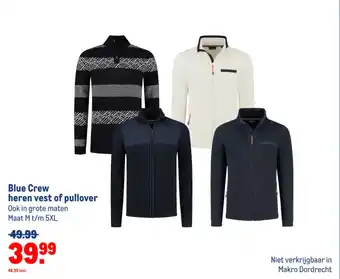 Makro Blue Crew heren vest of pullover aanbieding