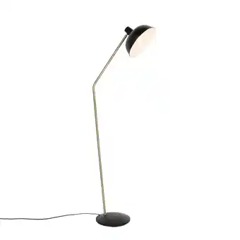 Lampenlicht.nl Retro vloerlamp zwart met brons - milou aanbieding