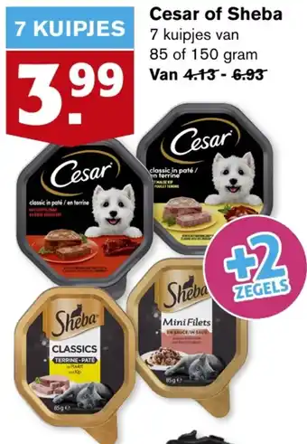 Hoogvliet Cesar of sheba 85-150g aanbieding